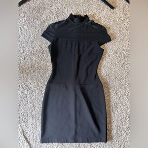 Mock Neck Black Mini Dress